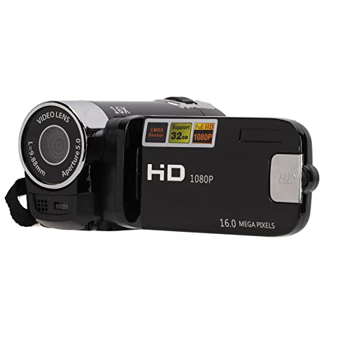 GEERYZHE Videokamera-Camcorder, Digitale Camcorder, 270° Drehbar, 16 MP, Full HD 1080P, 2,7-Zoll-Farbbildschirm für, für Geschenke für die Familie (Black) von GEERYZHE