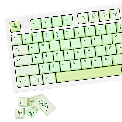 GEKUCAP Ginkgo Botanical Garden Tastenkappen, 143 Tasten, Grün, Kirschprofil, PBT-Farbstoff-Sublimationstastenkappen-Set für Cherry Gateron MX Switches mechanische Tastaturen von GEKUCAP