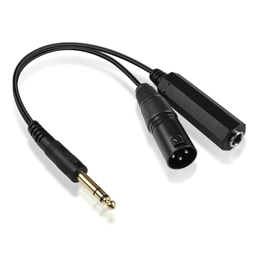 GELRHONR 6,35mm 1/4 Zoll TRS Splitter Kabel, Stereo 6,35mm 1/4 Stecker auf 3Pin XLR Balanced Mic Kabel Adapter für Lautsprecher Kondensator Mic Gitarre Mixer AMP-15cm (XLR Male) von GELRHONR