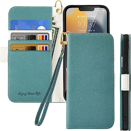 Tiyoo Samsung Galaxy A71 Handyhülle, Premium Magnetic Wallet Case für Telefonschutz, Litschi Muster Leder mit Kartenfächern und Handschlaufe, stoßfeste Handyhülle für Samsung Galaxy A71, Grün von GEPAS