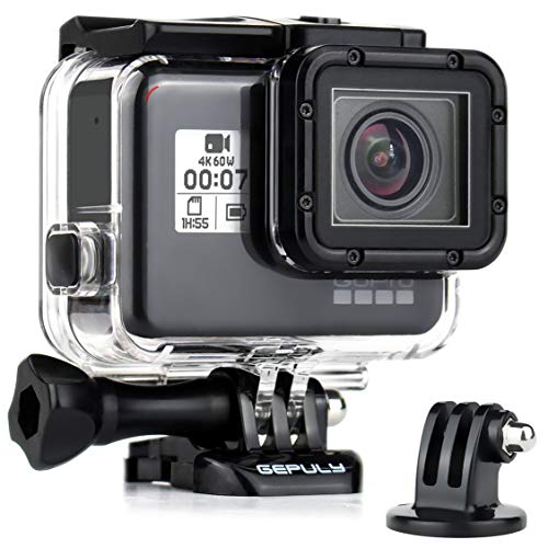 GEPULY Wasserdichtes Gehäuse für GoPro Hero 7 Black, Hero 5 6 Black, Hero (2018) – 45 m Unterwasser-Schutzgehäuse für GoPro Hero7 Hero6 Hero5 Kamera mit Halterung Zubehör von GEPULY