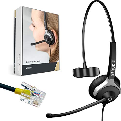 GEQUDIO Headset für GX- und GZ-Serie kompatibel für GX5+ GX7+ GZ-2 GZ-6 GZ-8, Poly/Polycom und Gigaset-RJ Telefon - inklusive RJ Kabel - Kopfhörer & Mikrofon mit Ersatz Polster - 60g leicht (1-Ohr) von GEQUDIO