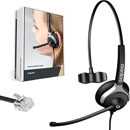 GEQUDIO Headset kompatibel mit Unify OpenStage 30 40 60 80 und OpenScape Serie Telefon - inklusive RJ Kabel - Kopfhörer & Mikrofon mit Ersatz Polster - besonders leicht 60g (1-Ohr) von GEQUDIO