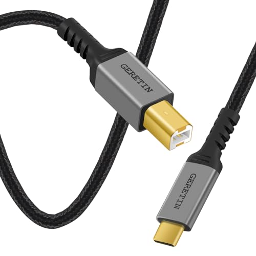 GERETIN USB C Druckerkabel 3M USB-C zu USB Typ-B Kabel Scannerkabel USB B 2.0 zu Typ C Nylon Drucker Kabel Kompatibel mit MacBook Pro/Air, iMac,Matebook, Dell XPS, HP, Epson, Canon,Brother,Lexmark usw von GERETIN