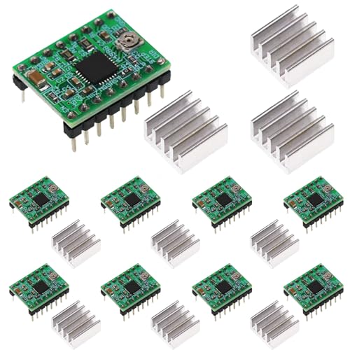 9 x A4988 Schrittmotor-Treiber-Modul ，Schrittmotortreiber A4988 16，SMT Maschinenherstellung，Einstellbare Spannung，mit Kühlkörper， mitArduino Raspberry Pifür inklusive(grün) von GERUI