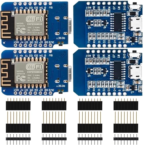 GERUI 4 x 5v D1 ESP-8266 Board NodeMCU WiFi ESP8266-12F CH340G WLAN mit Micro-USB-Anschluss 4MBit Flash Memory von GERUI