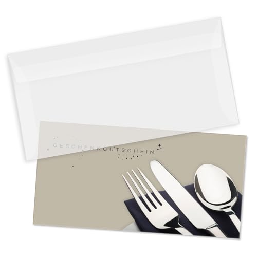 GESCHENKGUTSCHEINcom by POS-HAUER. Gutschein-Set. 100x Gutschein + Kuvert. Für Restaurant Gastronomie. von GESCHENKGUTSCHEINcom by POS-HAUER