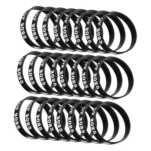 GETAJGHSD 24 Stück Silikon-armbänder, Absolventen-armband, Klasse 2025, Abschlussparty-zubehör, Tragbares Silikon-armband, Silikon-abschluss-armbänder von GETAJGHSD