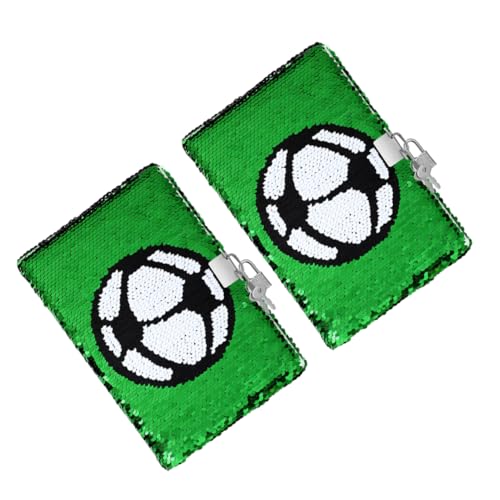 GETAJGHSD 2st Fußball-notizbuch Geheimes Notizbuch Für Kinder Fußballtagebücher Notizbuch Mit Pailletten Notizblock Mit Fußballmuster Wende-notizbuch Mit Flip-pailletten Green Metall von GETAJGHSD