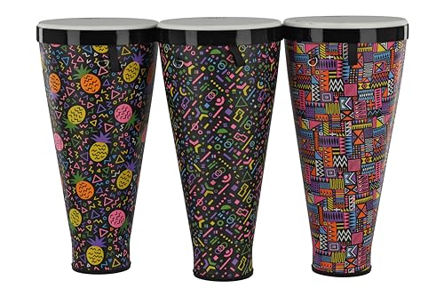 GEWA Liberty Timbau Stackable Drums - Größe (Durchmesser): 12" (30,5 cm), Höhe 23,5" (60 cm) - 3er Set: Farben - Crazy Neon, Pineapple und Abstract von GEWA