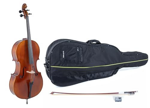 GEWA Cello, Cellogarnitur Serie Allegro VC1-7/8 Spielfertig, inkl. Tasche, Massaranduba Bogen, Larsen Aurora Saiten von GEWA