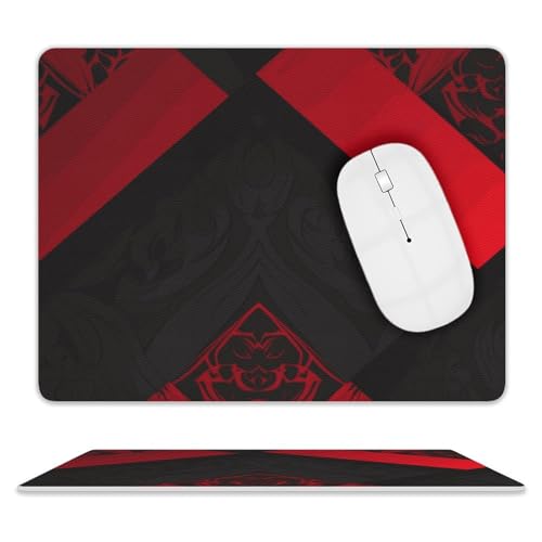 Mauspad, wasserdicht, Gaming-Mauspads mit rutschfester Gummiunterseite, Computer-Mauspad mit genähten Kanten, personalisiertes Mauspad für Schreibtischunterlage, 25,4 x 20,3 cm, Rot / Schwarz von GFLFMXZW