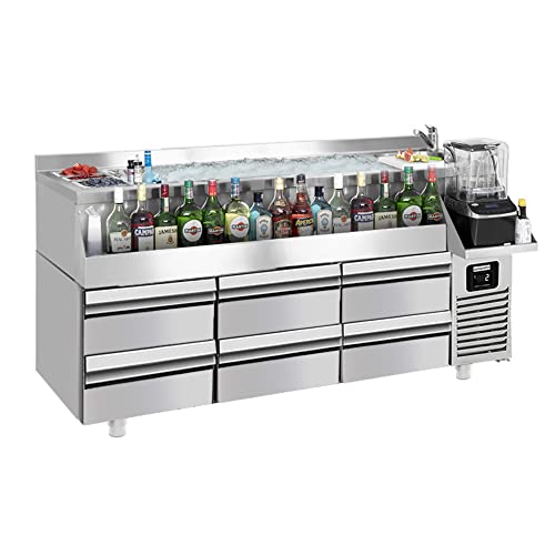 GGM Gastro | BGKF235#3#SBBGKF12 | Bar- & Getränkekühltisch - 1600x600mm - 235 Liter - mit 6 Schubladen & Ablagen von GGM Gastro