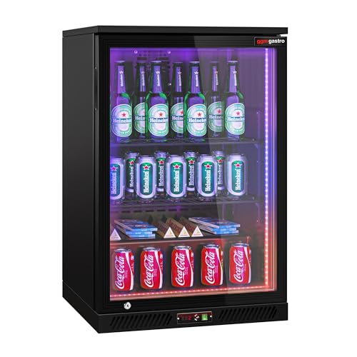 GGM Gastro | BKTLG1S | Barkühlschrank - 600mm - 130 Liter - mit LED-Beleuchtung & 1 Flügeltür - Außen & Innen Schwarz von GGM Gastro