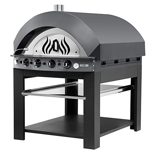 GGM Gastro | GPOE150A#UGE15 | Gas Pizzaofen - Anthrazit - 9x 25cm - Manuell - inkl. Untergestell von GGM Gastro