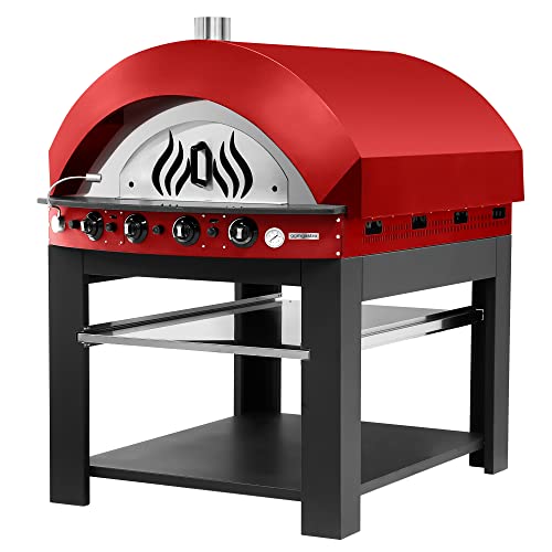 GGM Gastro | GPOE150R#UGE15 | Gas Pizzaofen - Rot - 9x 25cm - Manuell - inkl. Untergestell von GGM Gastro