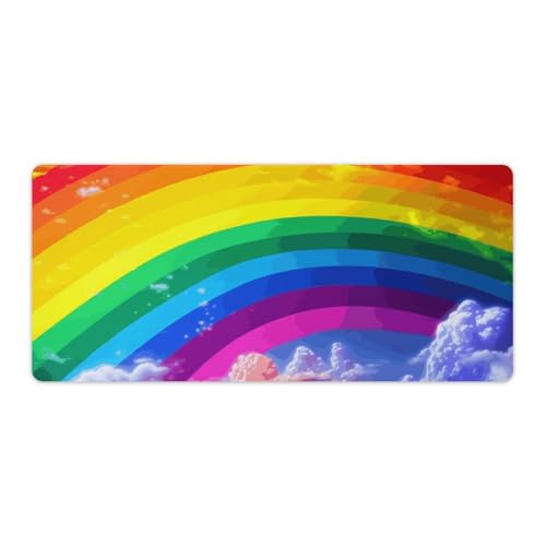 Großes erweitertes Gaming-Mauspad, Regenbogen-Tastatur-Pad mit rutschfester Gummiunterseite, großer Schreibtischschutz, großes Mauspad für Computer, Zuhause, Büro, 40 x 90 cm von GHBNK