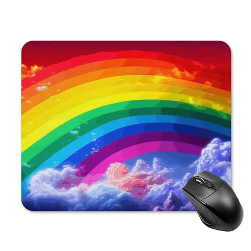 Mauspad, Regenbogen-Mauspads für kabellose Maus, Schreibtischzubehör, Gaming-Mauspad mit rutschfester Gummiunterseite, wasserdichtes Mauspad für Schreibtisch, Laptop, Büro, 20 x 25 cm von GHBNK