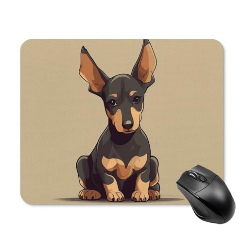 Mauspad Dobermannwelpe mit aufrechten Ohren, Mauspads für kabellose Maus, Schreibtischzubehör, Gaming-Mauspad mit rutschfester Gummiunterseite, wasserdichtes Mauspad für Schreibtisch, Laptop, Büro, 20 von GHBNK