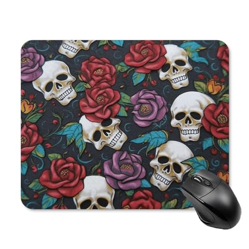 Mauspad mit Totenkopf-Motiv, für kabellose Maus, Schreibtischzubehör, Gaming-Mauspad mit rutschfester Gummiunterseite, wasserdichtes Mauspad für Schreibtisch, Laptop, Büro, 20 x 25 cm von GHBNK