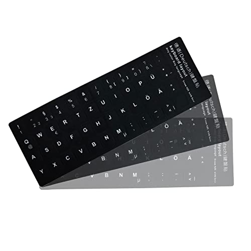 Tastaturaufkleber,Tastaturaufkleber Deutsch,Deutsche Tastatur Aufkleber,Deutsche Ersatz Aufkleber mit Weißen Buchstaben,Geeignet für Jede Standard-Tastatur,Laptop-Tastatur,Apple-Tastatur,6 Stück von GHEART