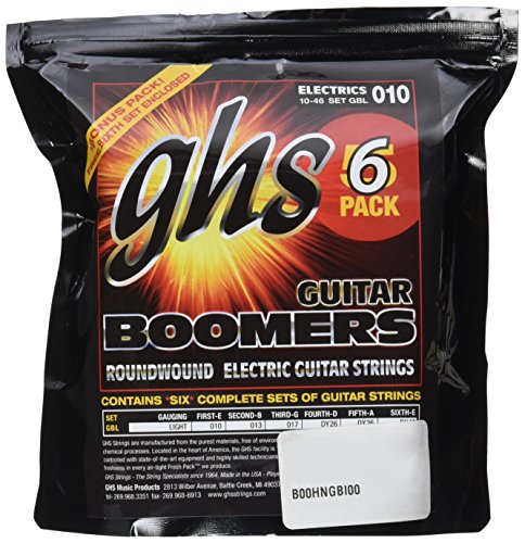 GHS Strings GBL-5 Gitarrensaiten für E-Gitarren, vernickelt, leicht, 6 Stück (.010-.046) von GHS Strings