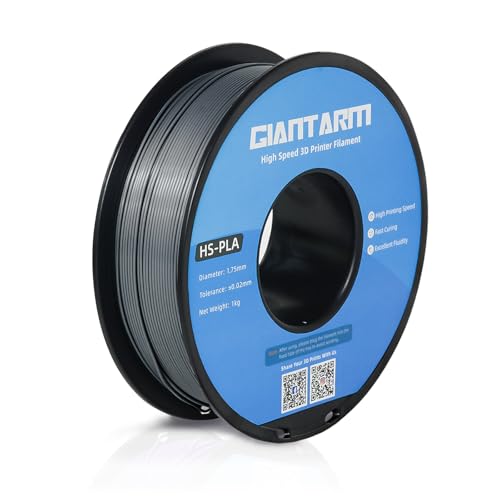 GIANTARM HS-PLA Filament 1,75 mm, PLA-Filament für Hochgeschwindigkeits-3D-Druck, schnelle Aushärtung, bessere Liquidität, Silber 1 kg von GIANTARM