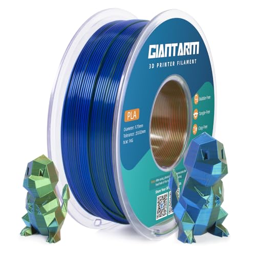 GIANTARM Silk PLA Filament 1.75mm(±0.02mm) für 3D Drucker, 1kg, 1 Rolle vakuumverpackt,PLA Silk-like tricolor, Gold+Blau+Rot… von GIANTARM