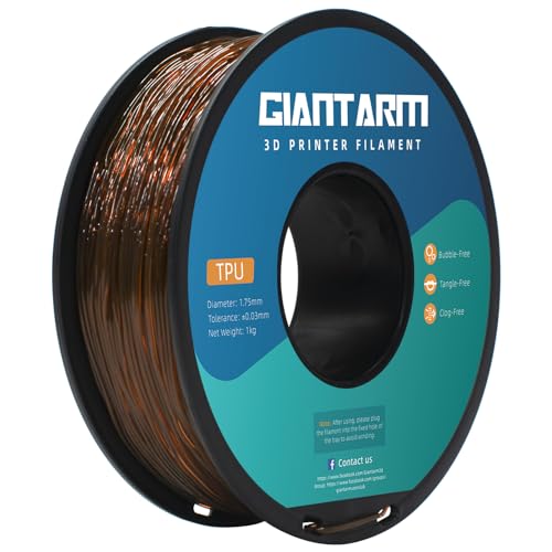 GIANTARM TPU Filament 1,75 mm für flexible 3D-Drucker 0,5 kg Transparent Braun von GIANTARM