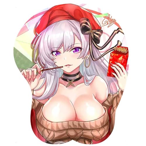 GIGBIRD-Anime Azur Lane Belfast 3D Mauspad mit Handgelenkauflage Gaming Mauspads Rutschfestes Mauspad 3D Mauspads 3D Ergonomisches Mauspad von GIGBIRD