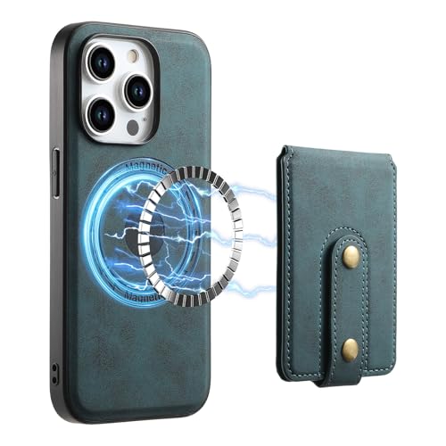 GIGBIRD-Lederhülle für iPhone 16 Pro Max/16 Pro/16 Plus/16, abnehmbare magnetische Brieftaschen-Abdeckung, Premium-Schutzhülle für kabelloses Laden, Grün, 16 Plus von GIGBIRD