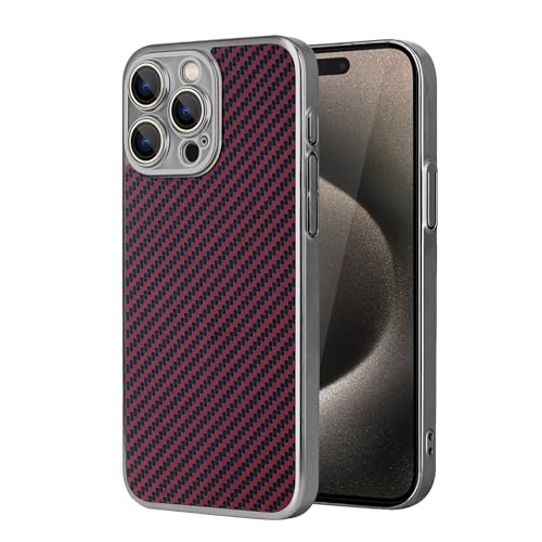 GIGBIRD-Schlanke Schutzhülle für iPhone 16 Pro Max/16 Pro/16 Plus/16, Carbonfaser-Muster, mattierte Hülle mit Beschichtungsrahmen, All-Inclusive-Objektivschutz, Rot, 16 ProMax von GIGBIRD