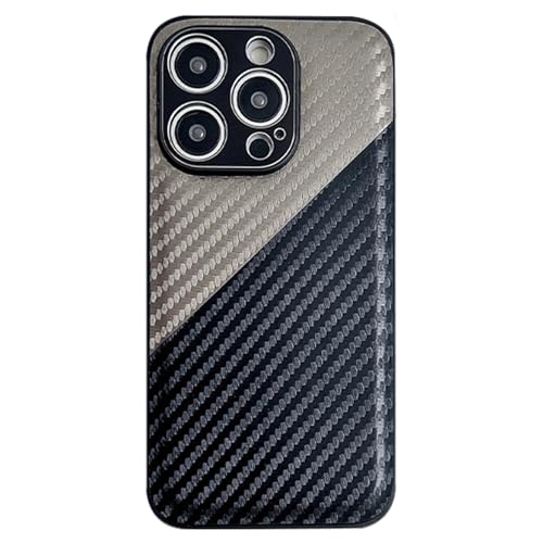 GIGBIRD-Schlanke Schutzhülle für iPhone 16 Pro Max/16 Pro/16 Plus/16, Karbonfaser-Textur, mit Metalllinsenschutz, Kratzfeste Hülle, Gold, 16 Plus von GIGBIRD