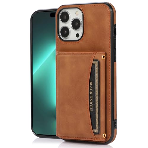 GIGBIRD-Schutzhülle für iPhone 16 Pro Max/16 Pro/16 Plus/16, Ständer-Schutz, Handyhülle mit Kartenfächern, Brieftasche, Leder, Business-Hülle, Braun, 16 Plus von GIGBIRD