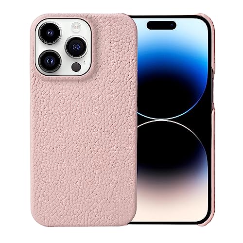 GIGBIRD-Schutzhülle für iPhone 16 Pro Max/16 Pro/16 Plus/16, echtes Leder, schlanke Schutzhülle, kratzfestes Mikrofaserfutter, stoßfeste Hülle, Rosa, 16 von GIGBIRD