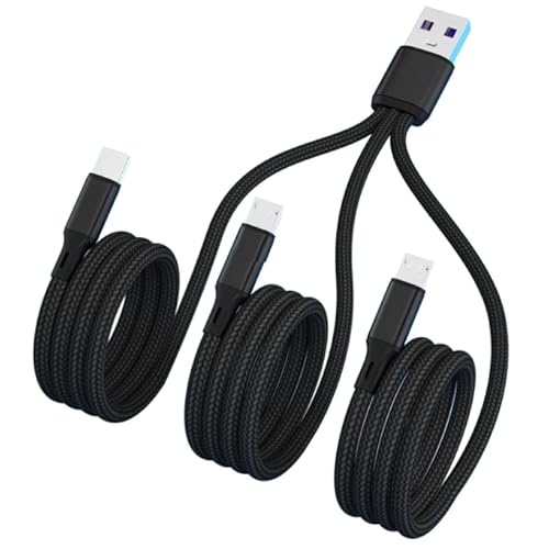 GIMIRO 3 in 1 USB Ladekabel [120cm Jeder Zweig] Schnelle Ladung Daten Sync USB Kabel für Typ C Telefone Micro Geräte Black-CMM von GIMIRO