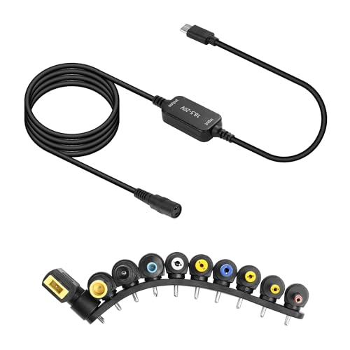 GINTOOYUN 18.5-20V USB-C zu DC Netzkabel Typ-C zu DC Zwei Pin weibliche Universal Ladekabel mit 10-Stecker Stecker für Laptops, Lautsprecher, Power Banks, Router, etc. (45.27 Zoll) von GINTOOYUN