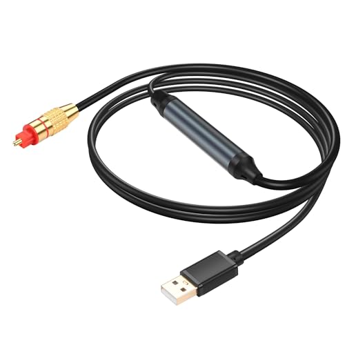 GINTOOYUN USB zu Optischer Audio Adapter USB A zu Fiber Optic Audio SPDIF Port Anschluss 2M/6.5FT Buchse Audio Konverter Kabel für Computer Laptop Anschluss Fiber Optic Audio Box von GINTOOYUN