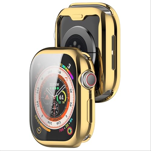 GIOPUEY [2 Stück Hülle Kompatibel mit Apple Watch Series 10 46mm, Soft TPU, Shock Resistant, Apple Watch Series 10 46mm Cover - Gold+Gold von GIOPUEY