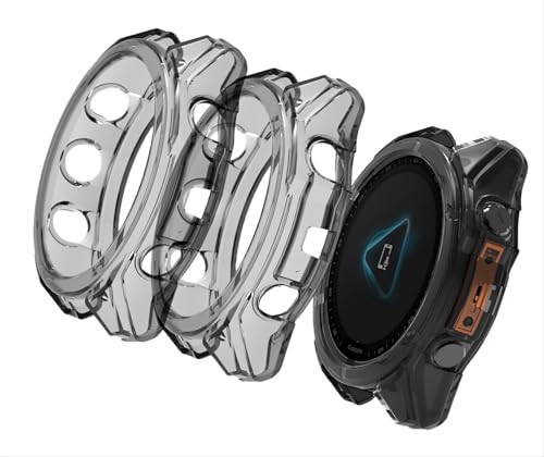 GIOPUEY Hülle Kompatibel mit Garmin Fenix 8 47mm AMOLED, [2 Stück] Soft TPU, Shock Resistant Cover - Black+Black von GIOPUEY