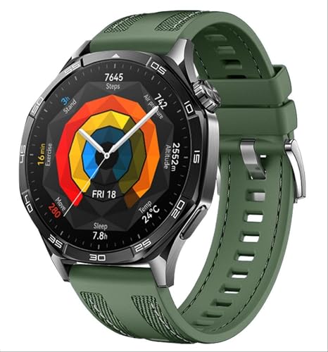 GIOPUEY Armband Kompatibel mit Huawei Watch GT 5/5 Pro 46mm, Weiches Silikon Armband [Verschleißfest] [Atmungsaktiv] Ersatzarmband - Army Green von GIOPUEY