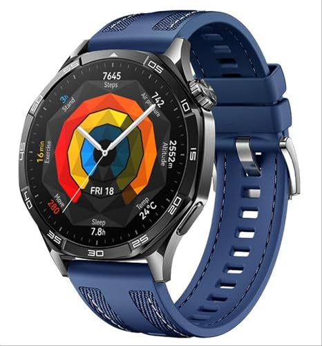 GIOPUEY Armband Kompatibel mit Huawei Watch GT 5/5 Pro 46mm, Weiches Silikon Armband [Verschleißfest] [Atmungsaktiv] Ersatzarmband - Dark Blue von GIOPUEY