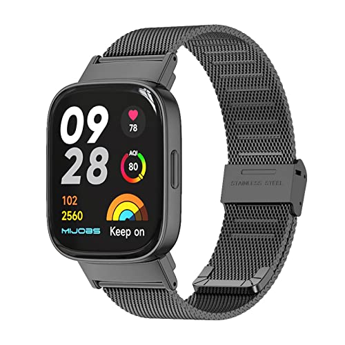 GIOPUEY Armband Kompatibel mit Xiaomi Redmi Watch 3, Geflochtenes Edelstahlarmband [Verschleißfest] [Stilvoll] Ersatzarmband - Black von GIOPUEY