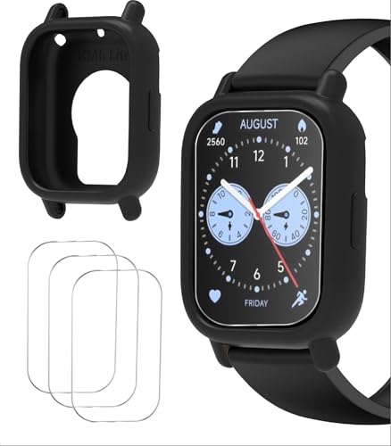 GIOPUEY Hülle Kompatibel mit Redmi Watch 5 Lite, Schutzhülle mit 3 Stück Schutzfolie, Weich TPU Silikon Schutz Case Cover - Black von GIOPUEY