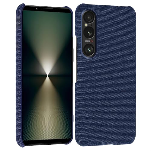 GIOPUEY Hülle Kompatibel mit Sony Xperia 1 VI 2024, Gewebe + Hartes PC Case, Innovatives Webmuster Handyhülle，Anti-Fingerabdruck, Anti-Kratzer Cover - Blue von GIOPUEY