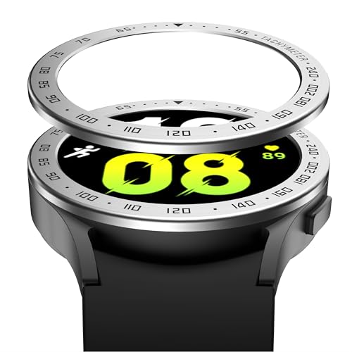 GIOPUEY Schutzring Kompatibel mit Samsung Galaxy Watch 4 40mm, Bezel Ring Bezel Styling Lünette Schutz hülle, Schutzring aus Aluminiumlegierung aus Metall - E-Silver von GIOPUEY