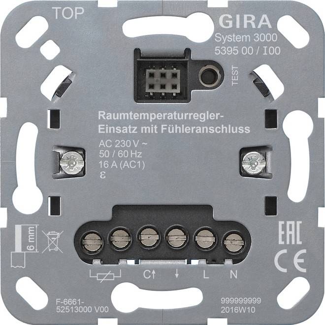 GIRA 539500 S3000 Raumtemperatur- regler-Einsatz+Fühleranschluss Einsatz von GIRA Giersiepen GmbH & Co. KG