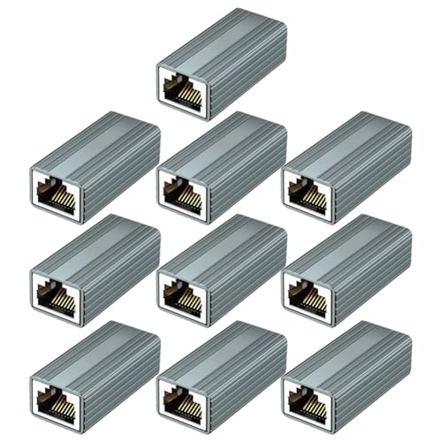 GIWFBQTR 10 Gbit/S RJ45-Stecker Buchse auf Buchse Gigabit-Netzwerk-Extender für Cat8 Cat7 Cat6 Cat5 Ethernet-Kabeladapter 10 Stück von GIWFBQTR