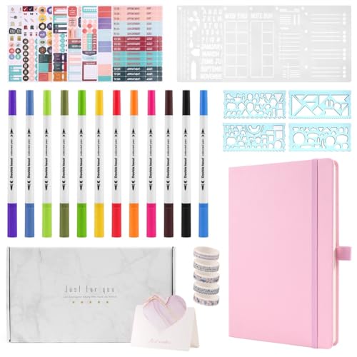 GIWFBQTR A5 Hardcover Dotted Journal Notizbuch mit 184 Nummerierten Seiten, Dotted Journaling Kit für Anfänger Grün von GIWFBQTR