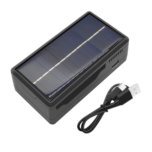 GIWFBQTR Solar-Akkuladegerät, 2 Steckplätze, Akkuladegerät, Powerbank-Gehäuse, Lithium-Ladebank-Shell für 18650 21700 von GIWFBQTR